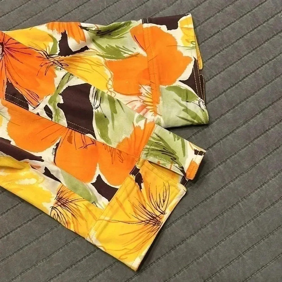 Coldwater Creek Women's Floral Orange Yellow Jacket Size L - Picture 7 of 10